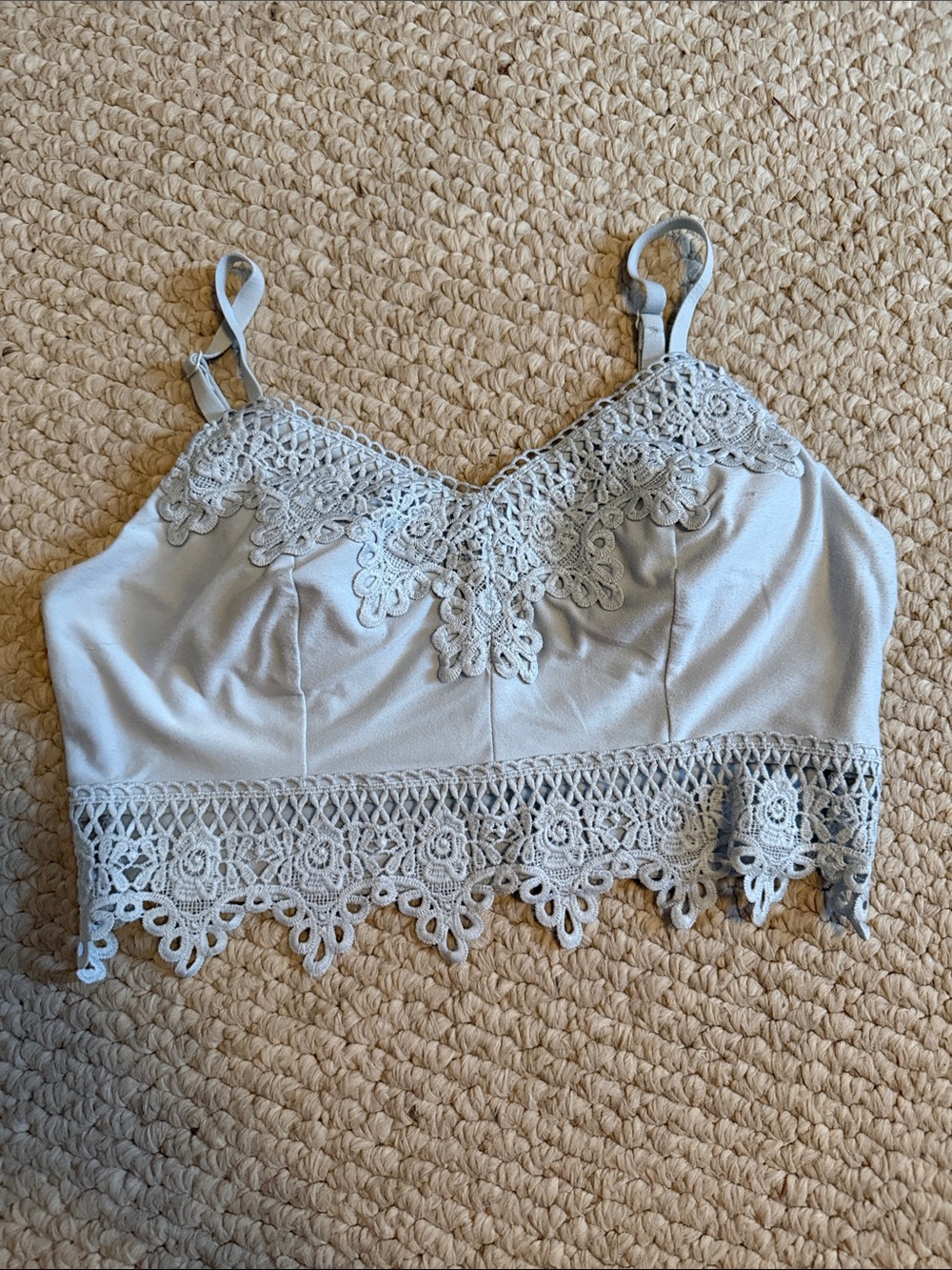Mudd Light Blue Lace-Trim Cropped Camisole